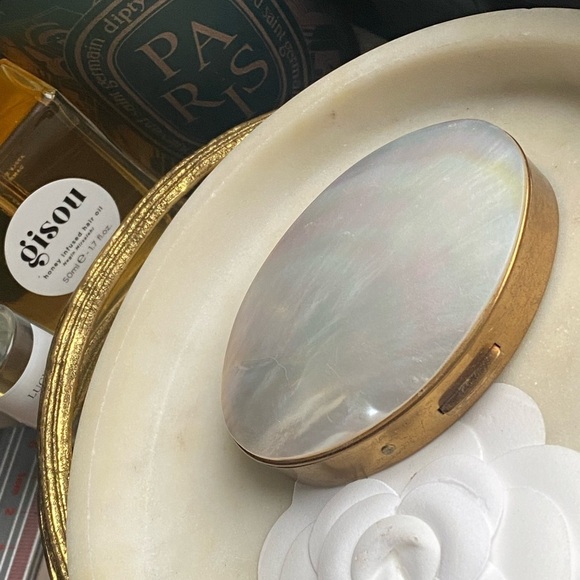 Mother of Pearl antique powder box WITH original powder inside - Picture 3 of 13